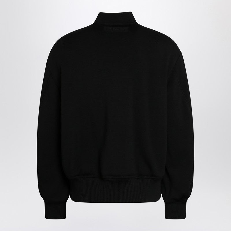 Givenchy Givenchy Black Leather Bomber Jacket With Wool Sleeves - Image 5