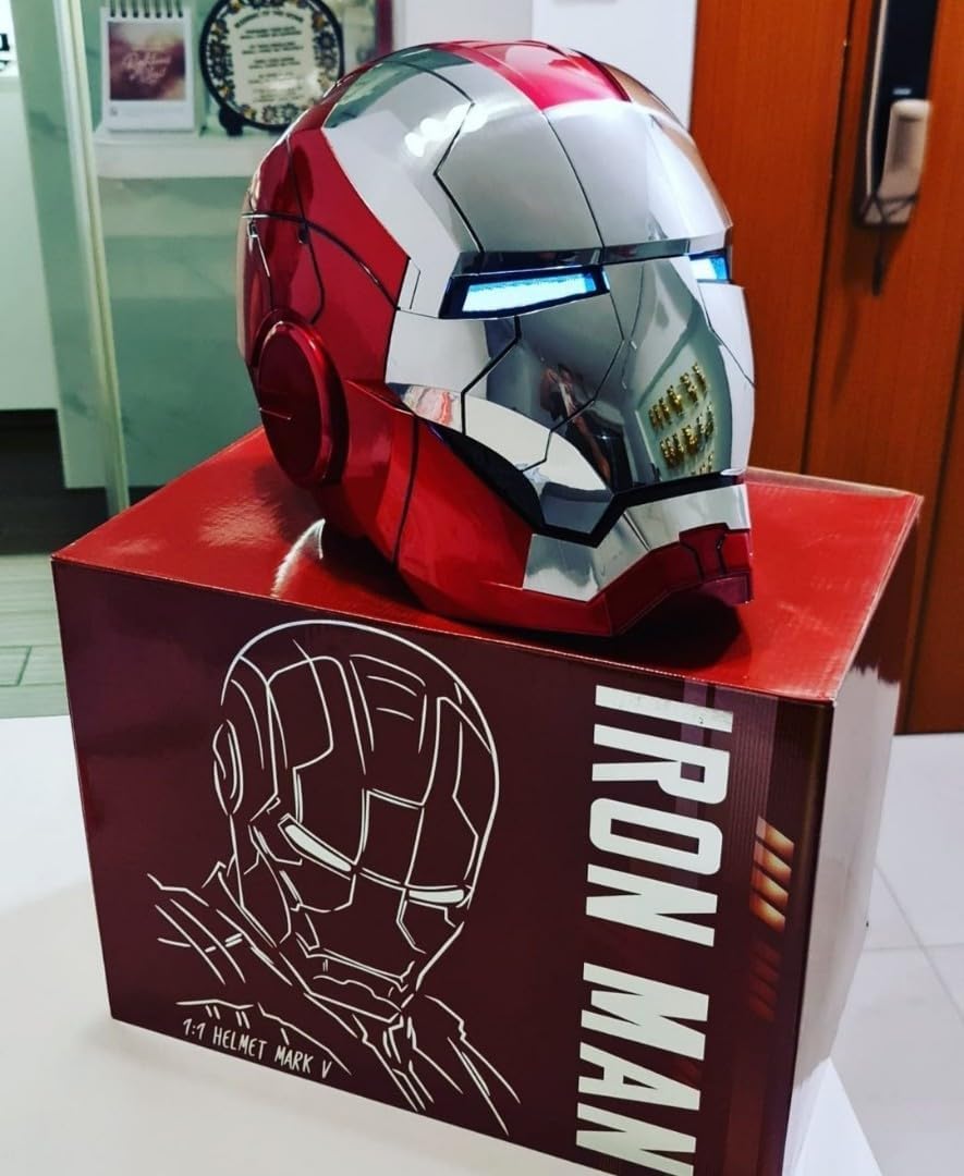 Marvel Studios MK5 Tony Stark Automatic Opening and Closing Iron Man Mask, Mark 5 Helmet, Wearable, LED, Cosplay, Electric, Moving, Automatic