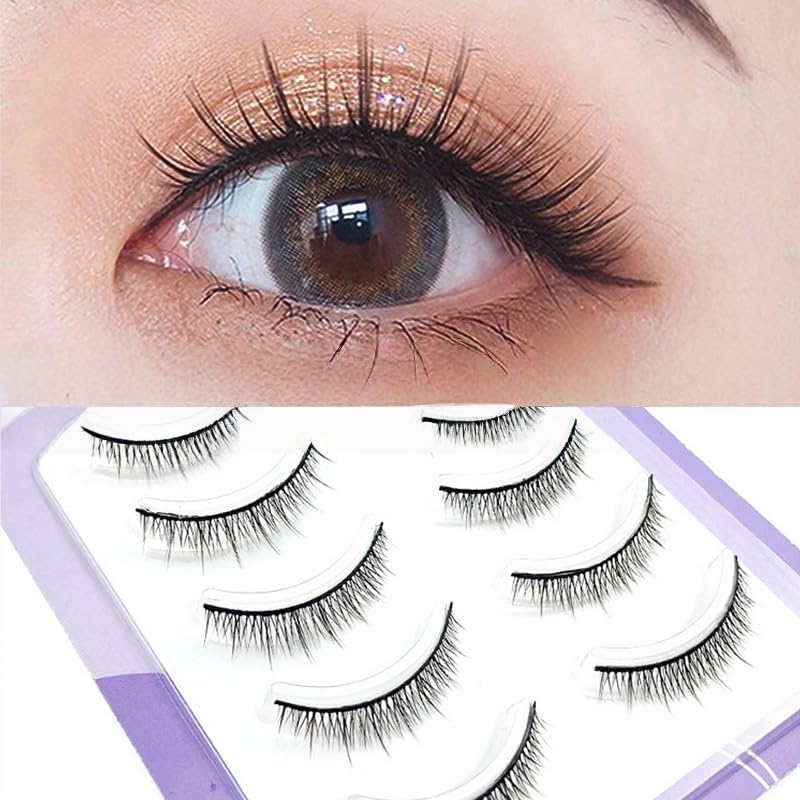 False Eyelashes, Set of 5, Popular, Handmade, Actress Eyelashes, Short, Natural Finish, Popular, Everyday Makeup, Cosplay