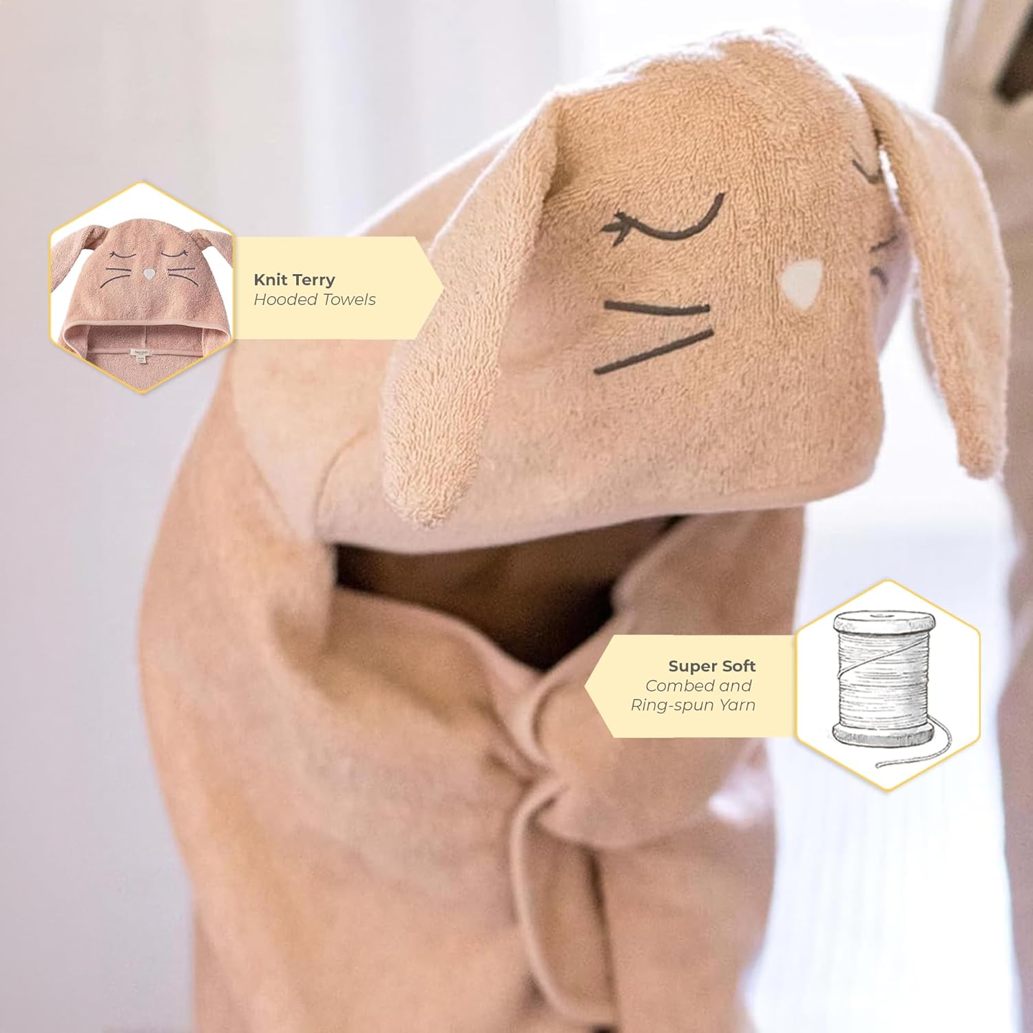 Burt's Bees Baby Toallas de algodón orgánico con capucha para niños pequeños, artículos esenciales de baño unisex, toalla suave para guardería para niños
