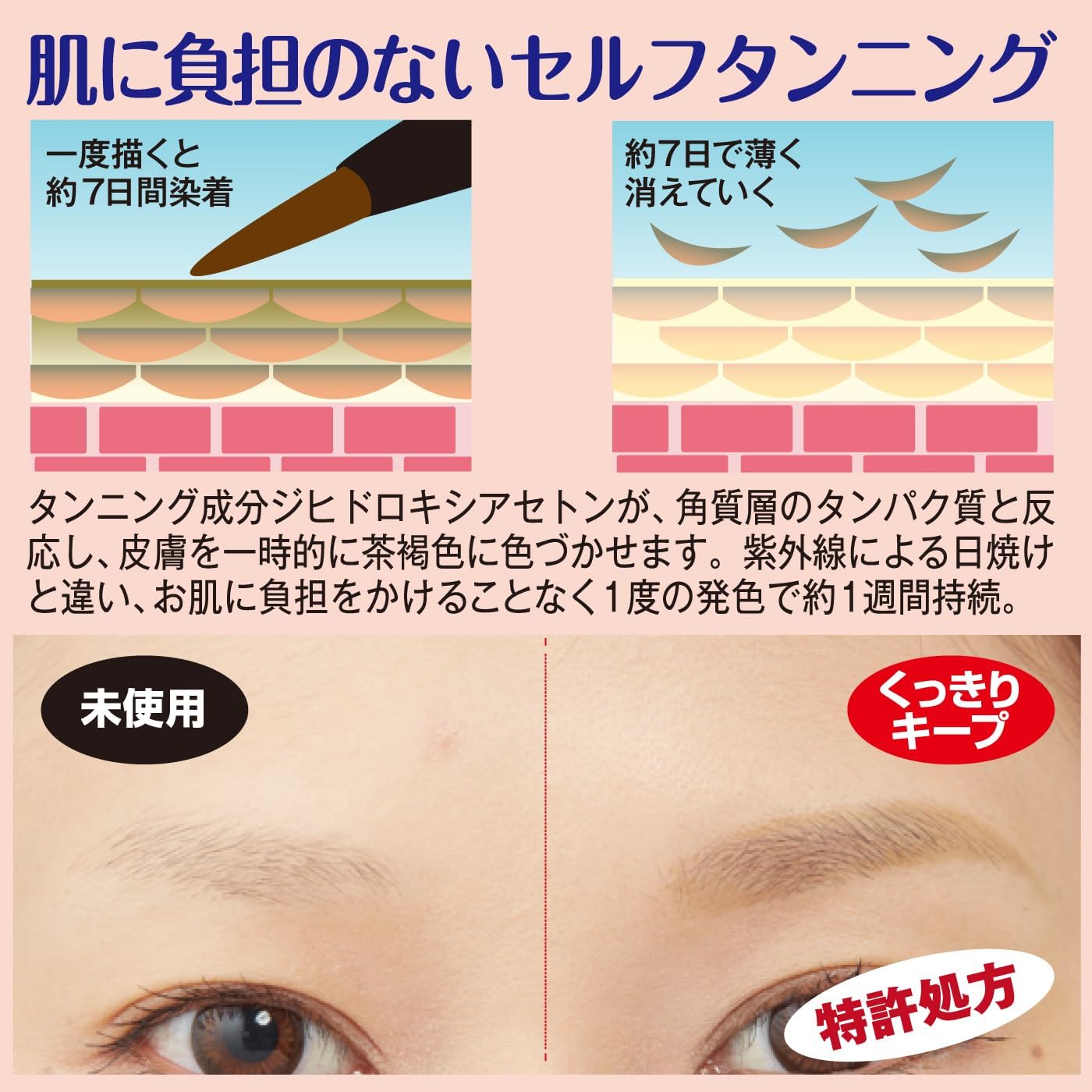 Seven Days Art Eyebrow [New Color, Light Brown] 0.02 oz (0.7 g) x 1, Made in Japan, Eyebrow Ink Tint, Long Lasting, Anti-Falling, Waterproof