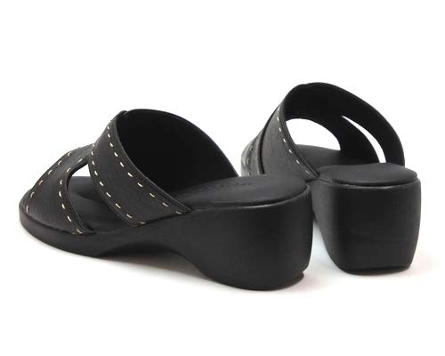 Women's Open Toe Stitch Sandals Beautiful Legs Wedge Sole Made in Japan