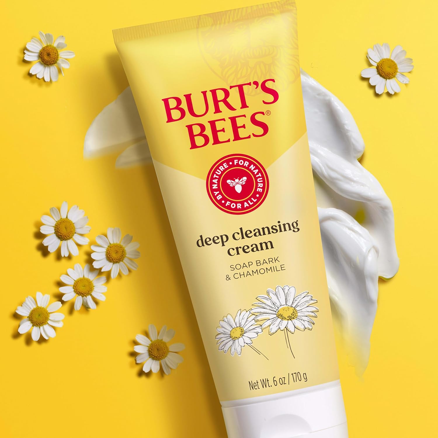 Burt's Bees Lavado facial, crema limpiadora facial profunda, limpiador natural con manzanilla, 6 onzas (paquete de 3) (el embalaje puede variar)