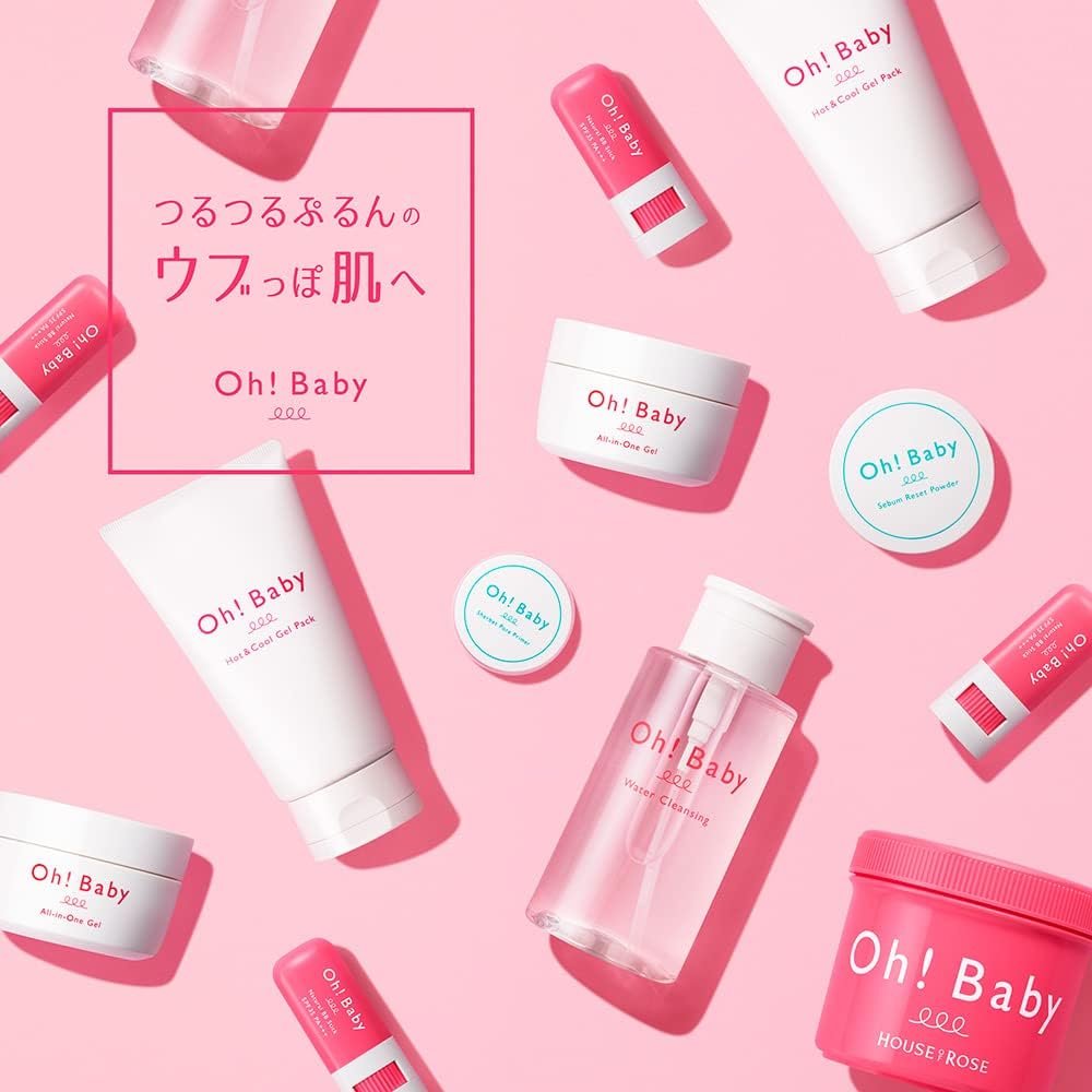 House of Rose Oh! Baby All-in-One Gel, 3.5 oz (100 g), 5 Functions (Lotion, Serum, Milky Lotion, Cream Pack), Time-saving Care, Easy, Spatula Included, Memory Foam Gel, Hot Spring Water, Firm Skin,