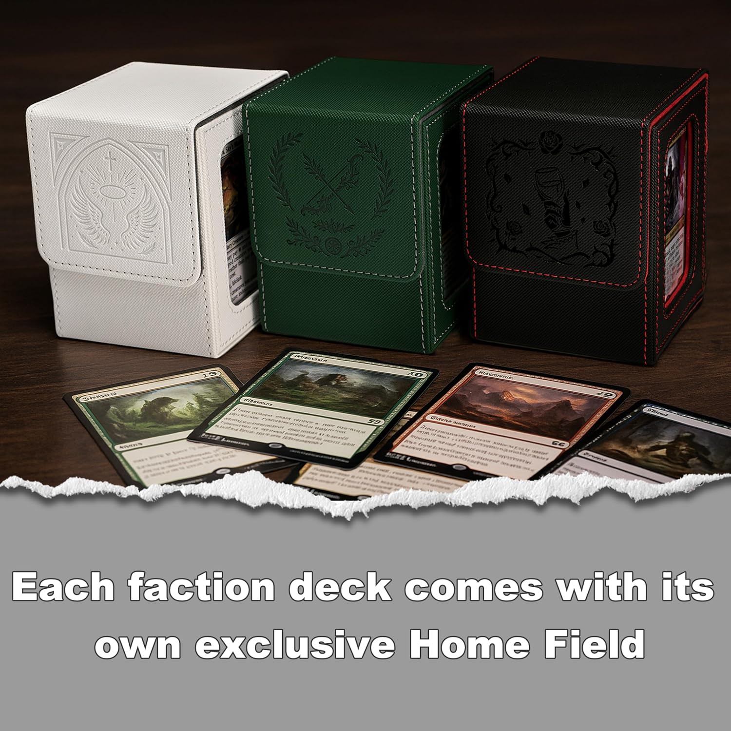 Venssu Deck Case Trading Card Case Card Display Window for 100 Cards Double and Triple Sleeve Compatible Vertical Storage with 2 Dividers and 1 Top Loader Made of Leather (Dragon)
