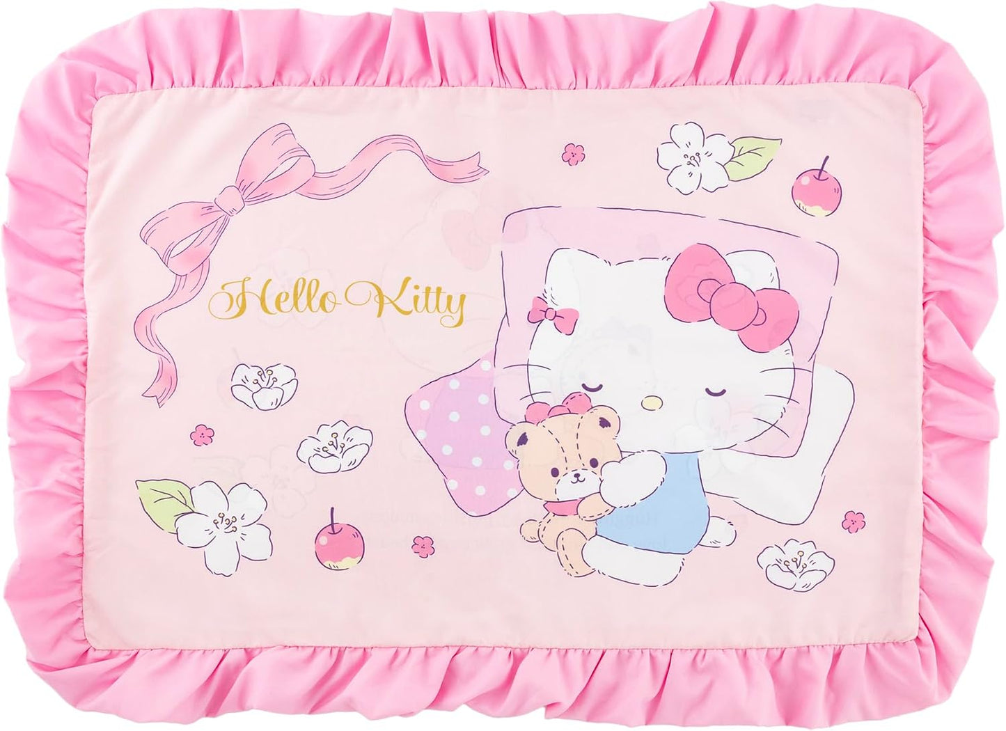 MORIPiLO Sanrio Duvet Cover and Pillowcase Set with Frills, Single (Hello Kitty Soft Peach Skin) Pink, 59.1 x 82.7 inches (150 x 210 cm), Cute Goods, Morishita Pillows 426100