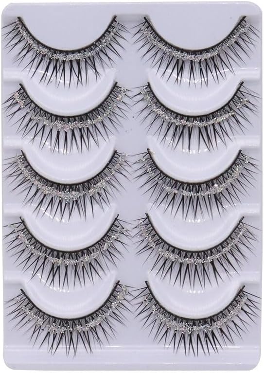 5 Pairs Soft False Eyelashes Natural 3D False Eyelashes Shiny Makeup Party Extensions with Eyelashes