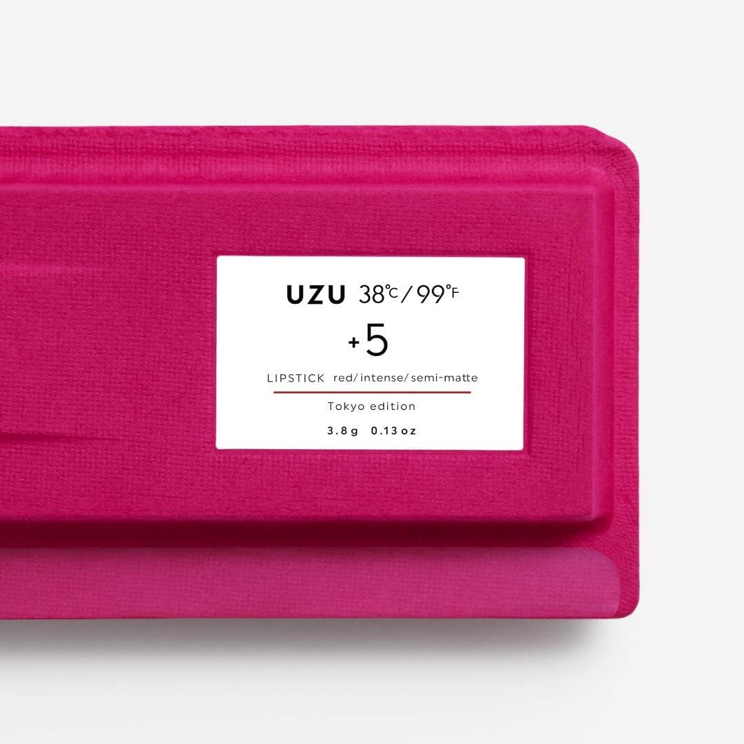 UZU BY FLOWFUSHI 38°C / 99°F Lipstick [+5 Red (Semi Matt)] Lip Care, Skin Beautifungus, Fragrance-free, Hypoallergenic