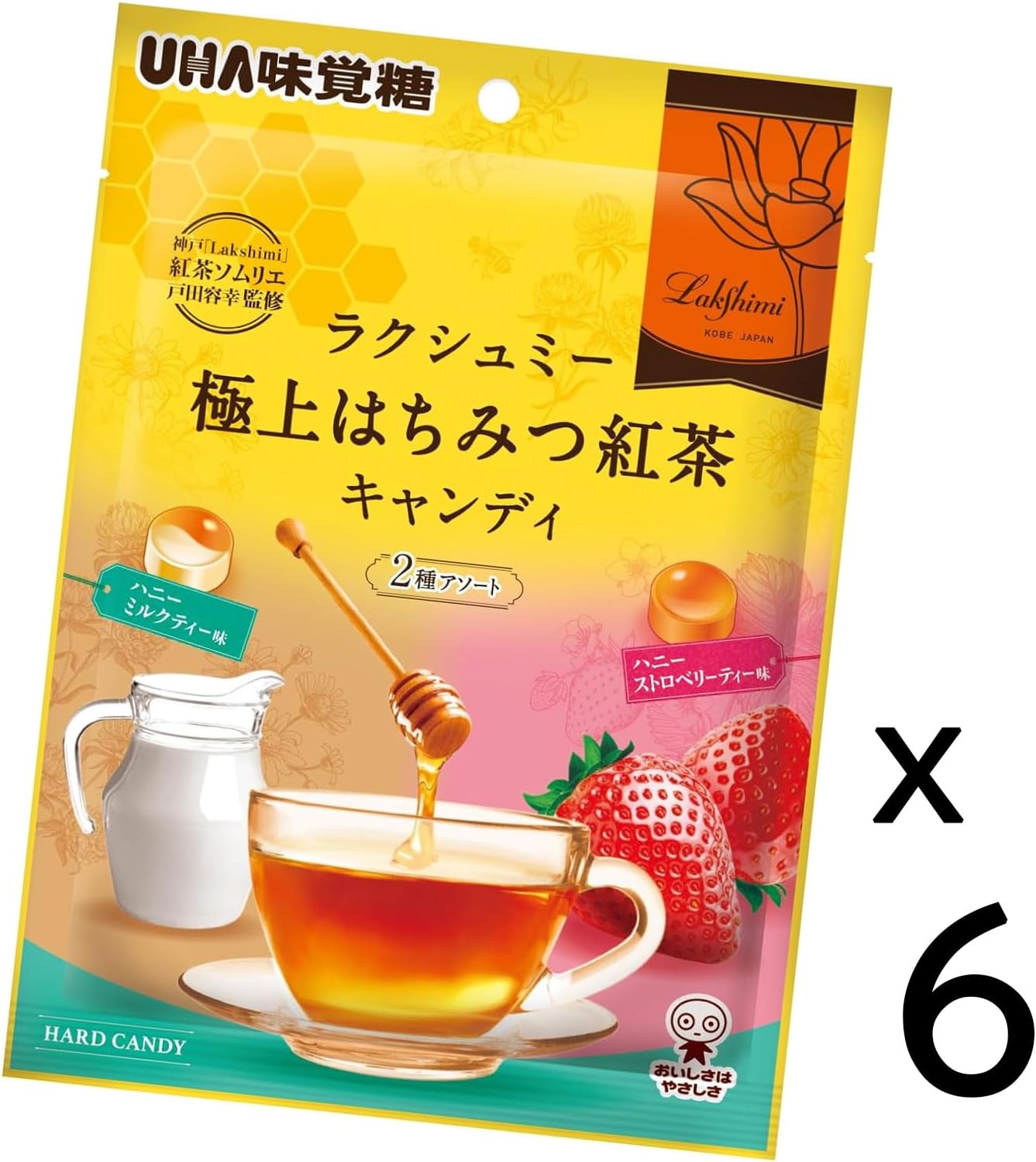 UHA Mikakuto Supreme Honey Tea Candy 2 Assorted Flavors 75g x 6 Bags