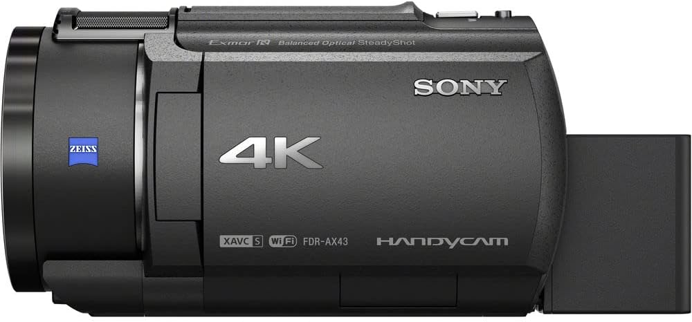 Sony FDR-AX43 UHD 4K ハンディカムカメラ (FDRAX43/B) + 64GB メモリーカード + バッグ + カードリーダー + フレキシブル三脚 + メモリーカードウォレット + レンズクリーニングキット - バンドル