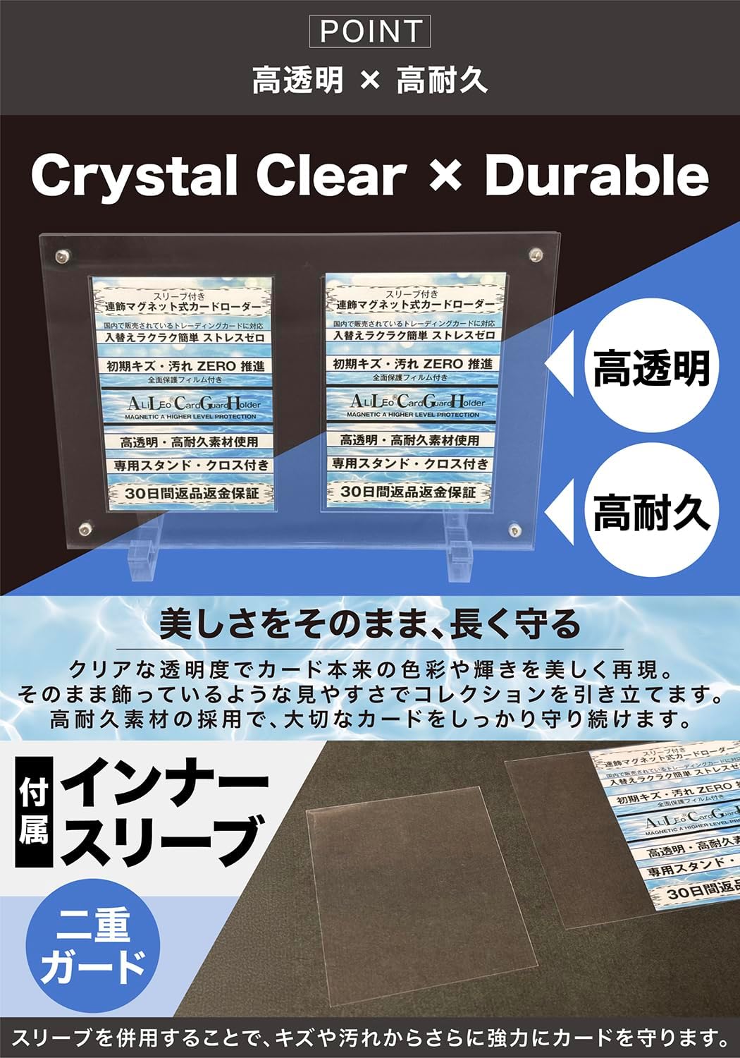 ALiLEo Magnetic Loader Display Case, 2 Row 3 Row and 4 Row with Stand, Card Case, Trading Card, Pokémon Protection (2 Disc Display)