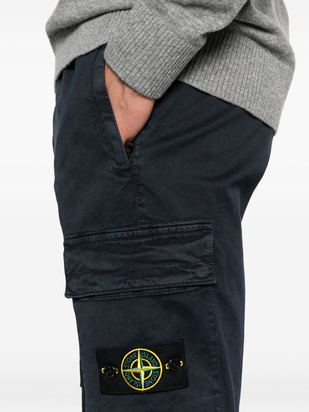 Stone Stone Island Logo Cotton Cargo Trousers - Image 5