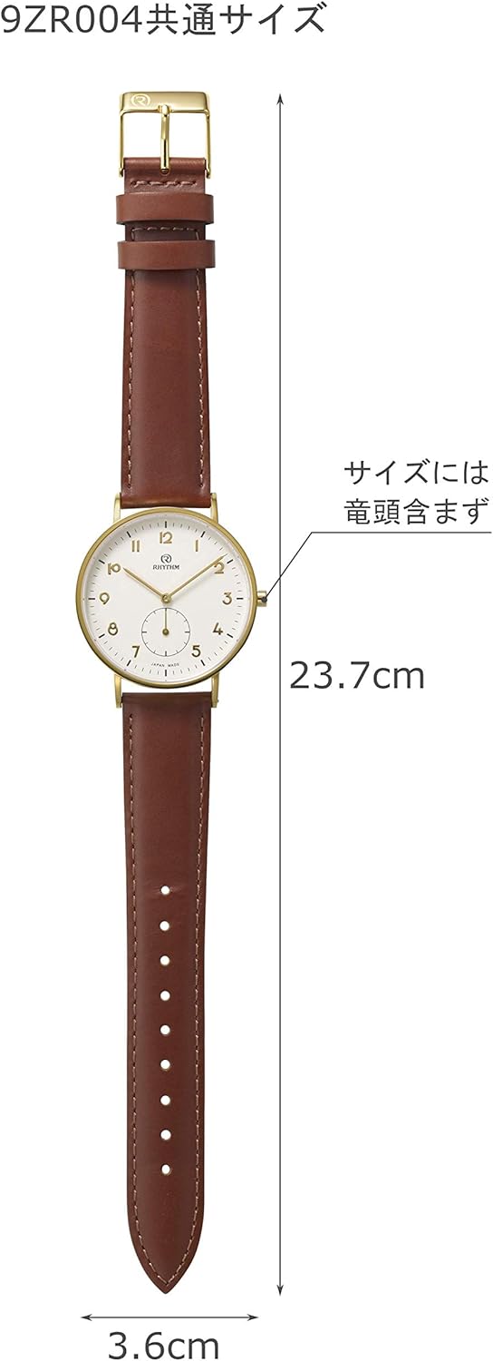 cenno 9ZR004RH18 Rhythm Industrial Wristwatch, Men’s & Women’s (Unisex), Made in Japan, Genuine Leather