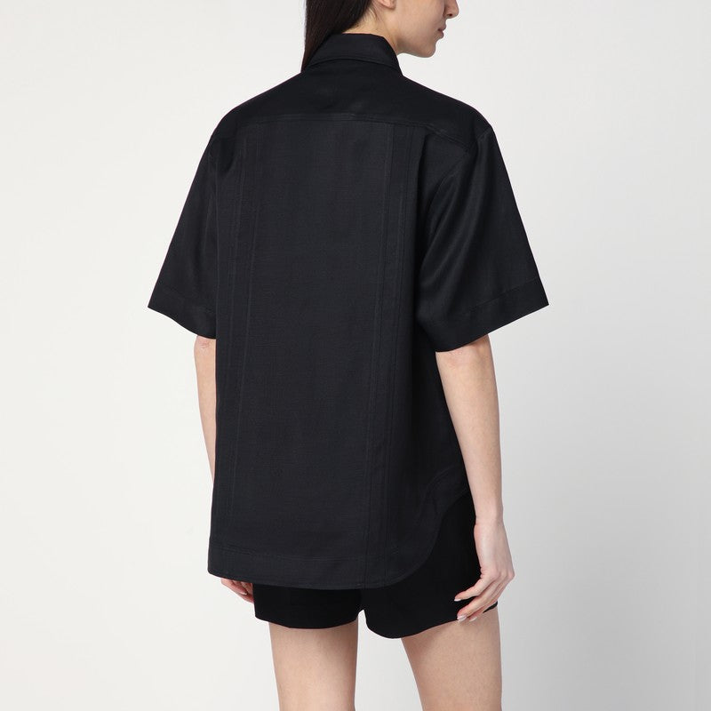 Loulou ビスコースとリネンのLoulou Studioブラックシャツ - Image 5
