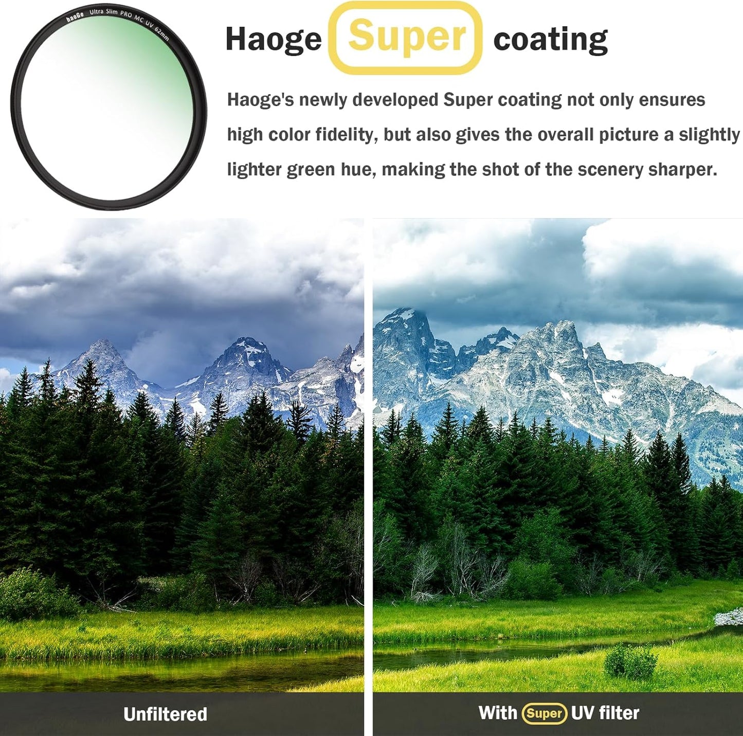 Haoge 58mm ウルトラスリムMC UVプロテクションマルチコート紫外線レンズフィルター Canon 800D 700D 200D 1300D 60D EF-S 18-55mm f4-5.6 is、55-250mm F4-5.6 レンズ用