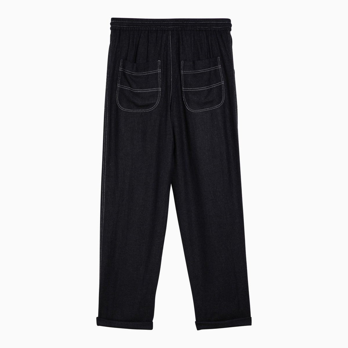 Marant イザベル・マラン・エトレ・ブラック・シルクのズボンを描いたズボン - Image 5