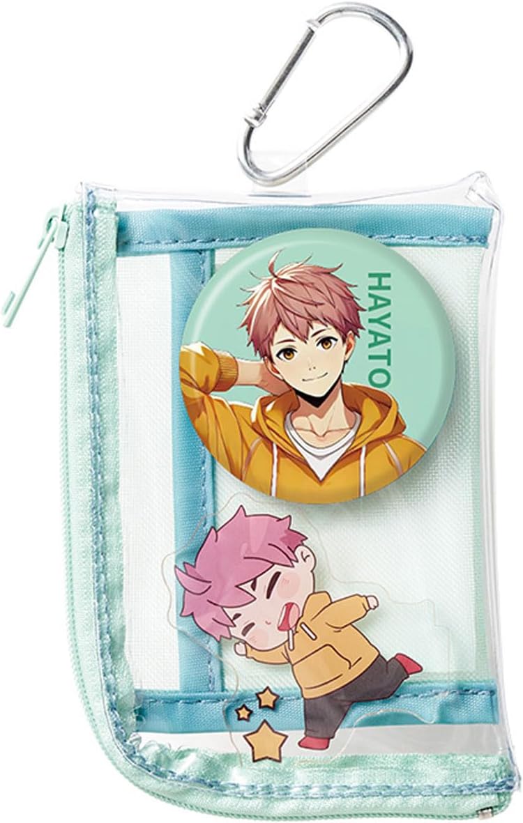 Clear Mini Pouch with Carabiner | Pressurikatsu Goods, Trading Card, Aksta, Can Badge Storage, Push Color, Mesh Pocket, Idol, Anime, Ota-Katsu, Showing Pouch,, yellow, Simple