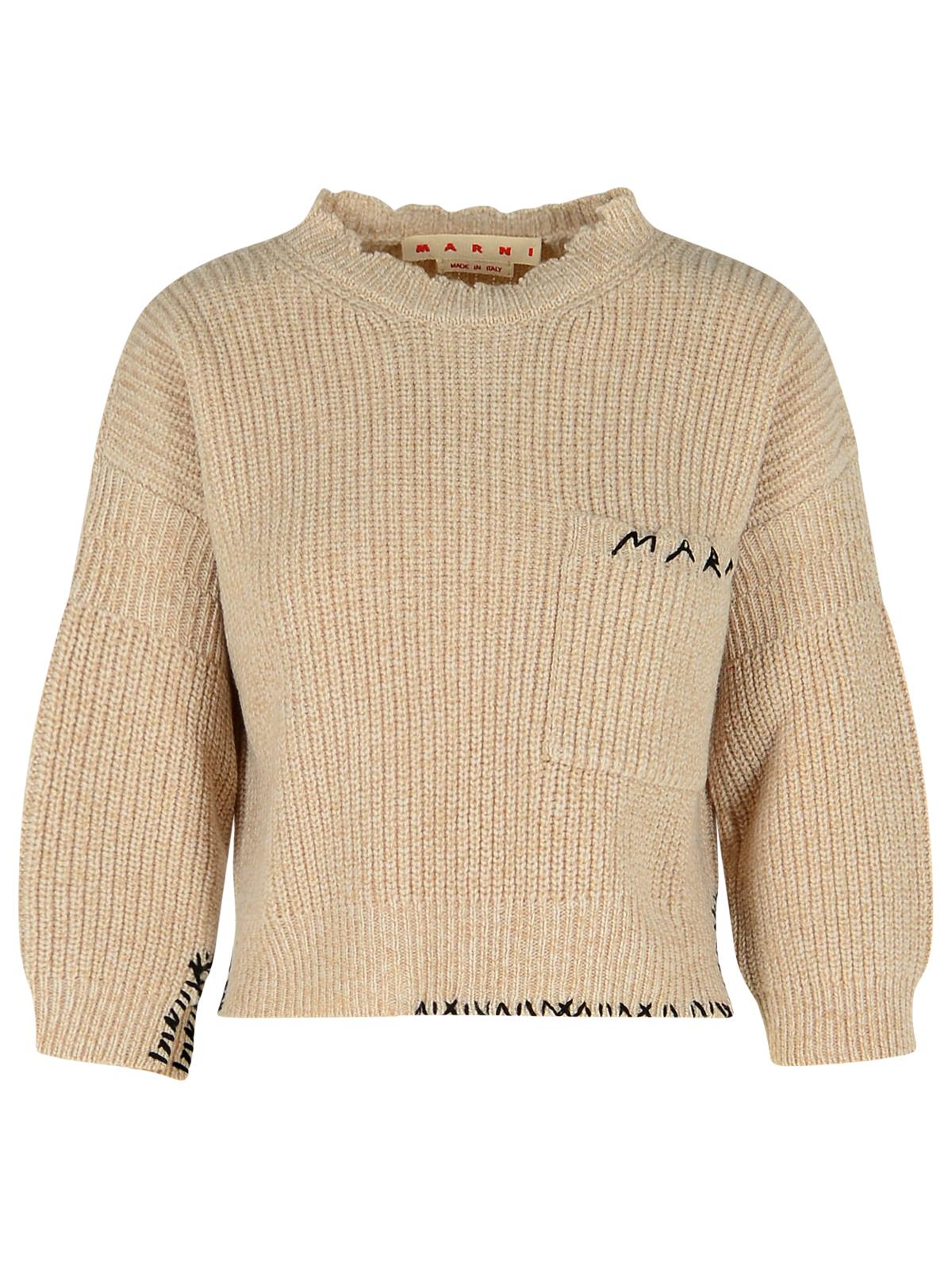 Marni Marni BeigeMoulinéバージンウールセーター「Marni Mending」刺繍 - Image 5