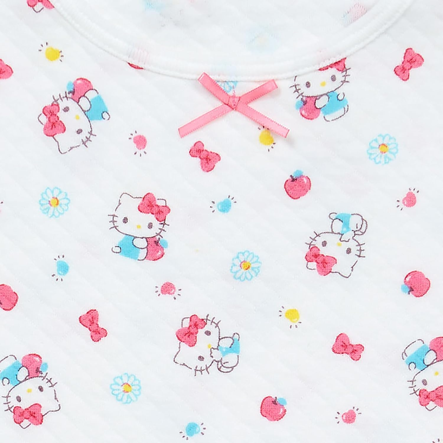 Sanrio 225991 Kids' Quilt Short Sleeve Underwear, Set of 2, Hello Kitty 51.2 inches (130 cm), Cotton, Name, 2 Patterns for Kids