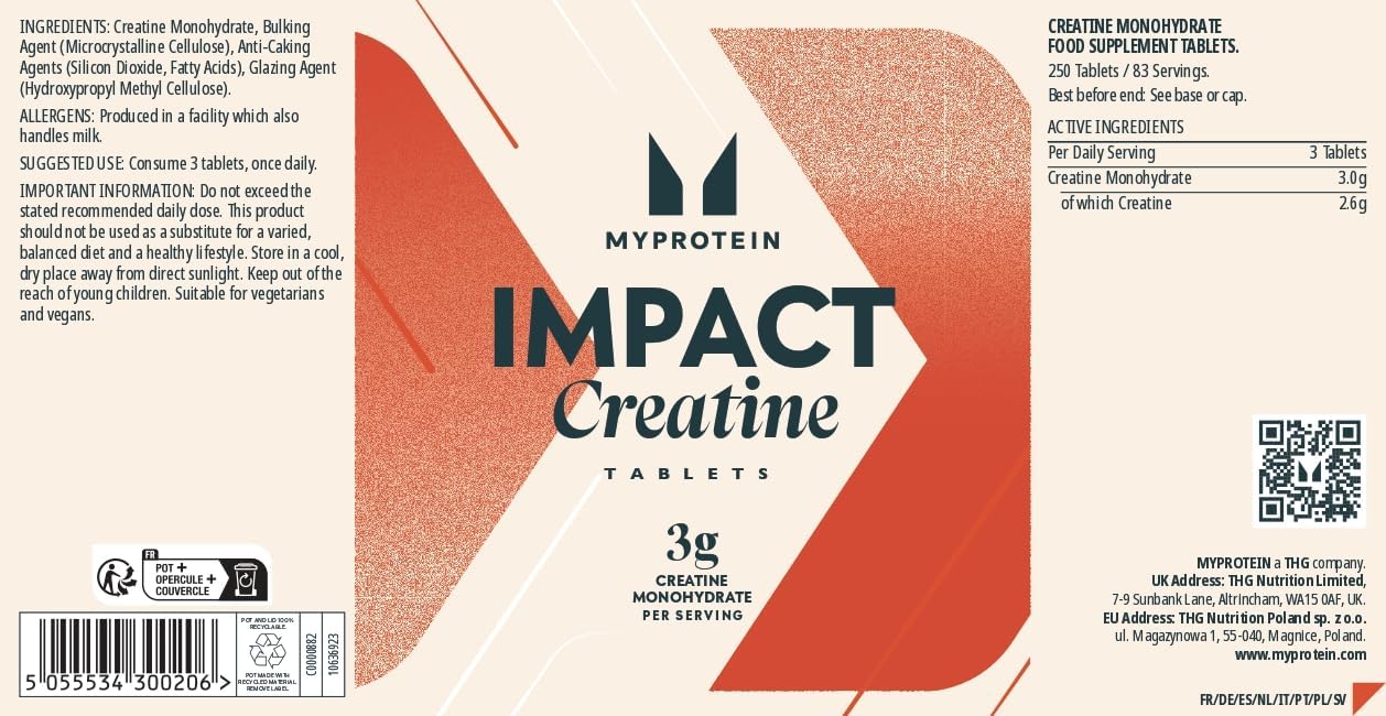 MyProtein Creatine Monohydrate Tablets [250 Tablets]