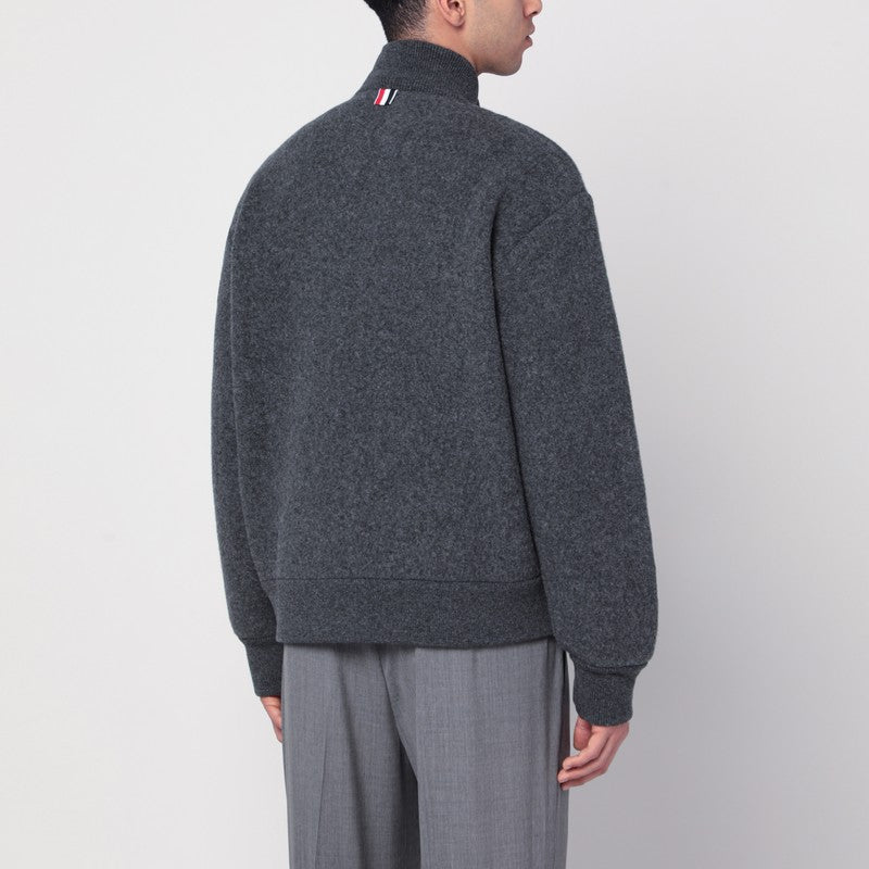 Thom Thom Browne Grey Wool Zip Up Cardigan - Image 5