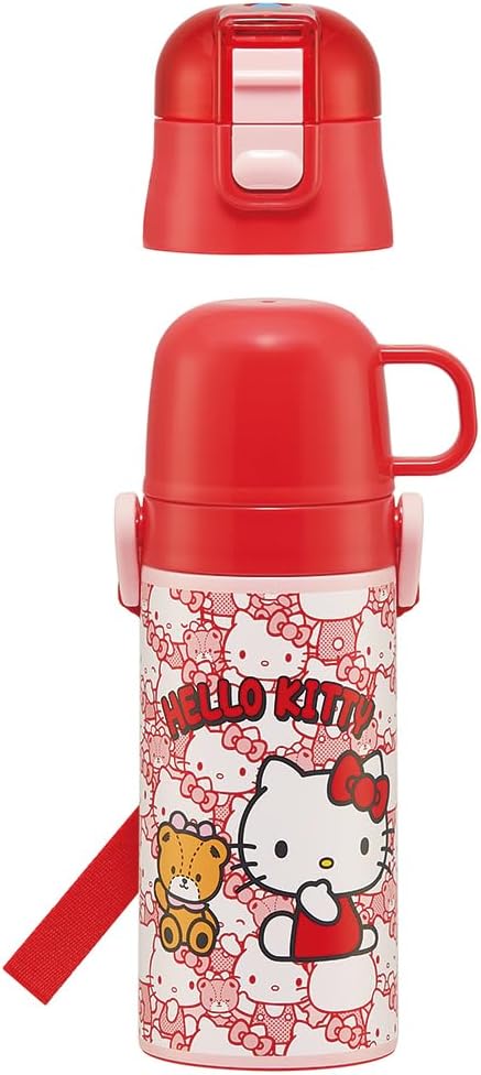Skater SKDC3-A Children's Stainless Steel Water Bottle, 2-Way Direct Drinking, 14.2 fl oz (420 ml), Cup Drinking, 11.8 fl oz (350 ml), Sanrio, Hello Kitty, Kid-friendly Lightweight Type, For Girls,