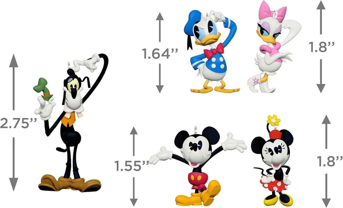 Hallmark Keepsake - Adorno navideño colgante de Disney Mickey y sus amigos, Amigos para siempre, Juego de 5, Regalos para fanáticos de Disney 2024