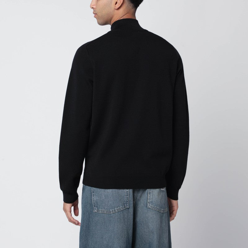 Maison メゾンキツネブラックウールジップカーディガン - Image 5