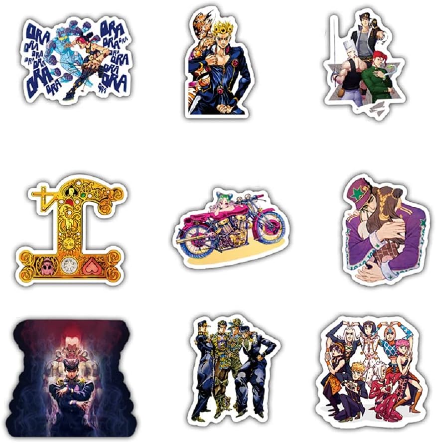 JoJo's Bizarre Adventure 50 Pcs Waterproof Stickers Cute Goods Waterproof Stickers PVC Cartoon Cute Guitar Notebook Skateboard Laptop Car