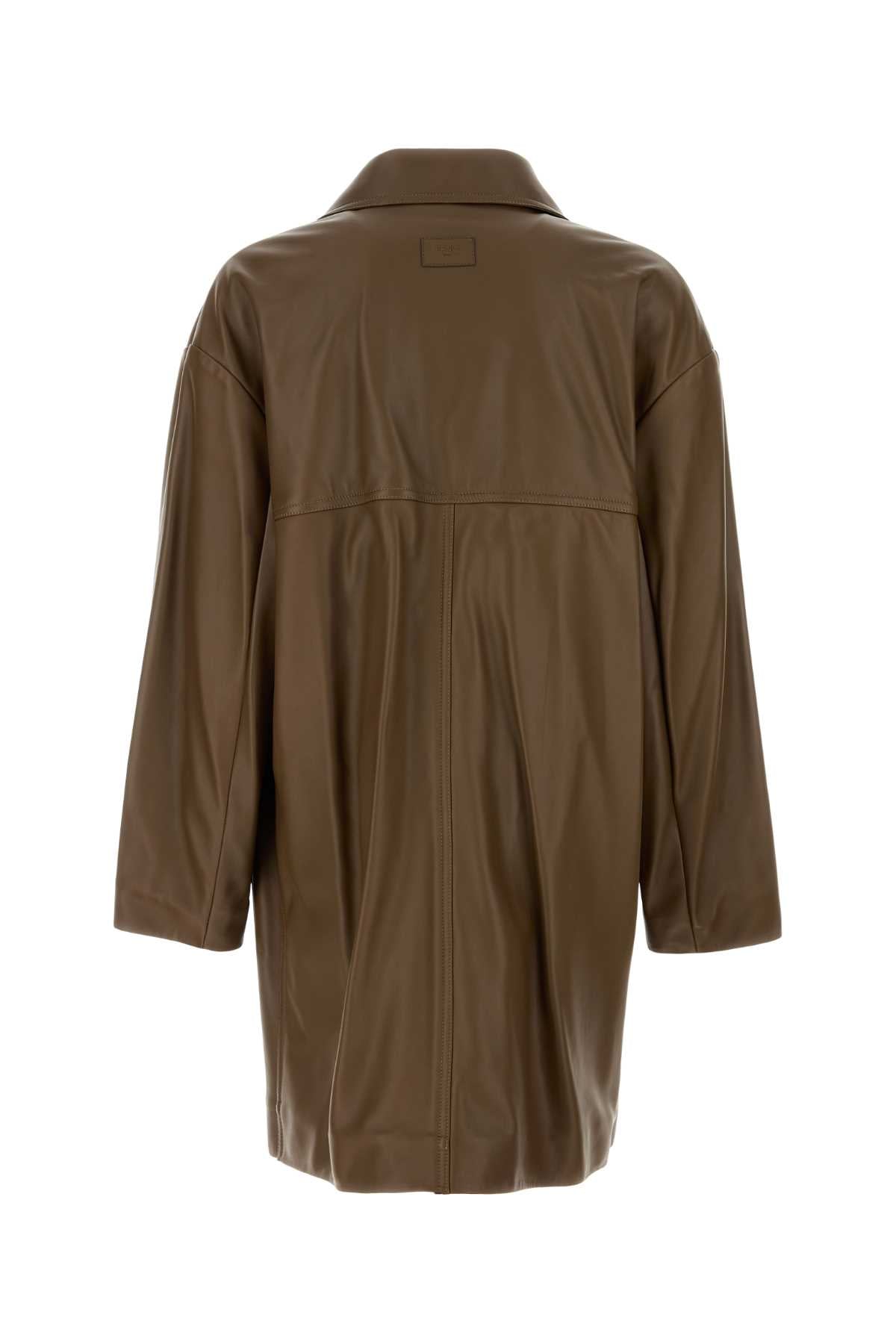 Fendi フェンディ ブラウン ナッパ レザー コート - Image 5