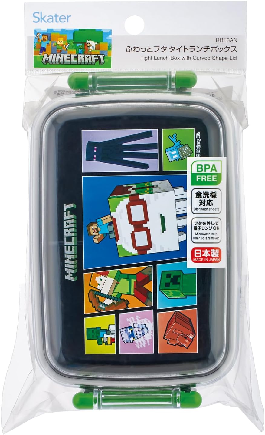 Skater RBF3AN-A Children's Bento Box, 15.2 fl oz (450 ml), Fluffy Dome-Shaped Lid, 1 Tier, Made in Japan, Minecraft 26