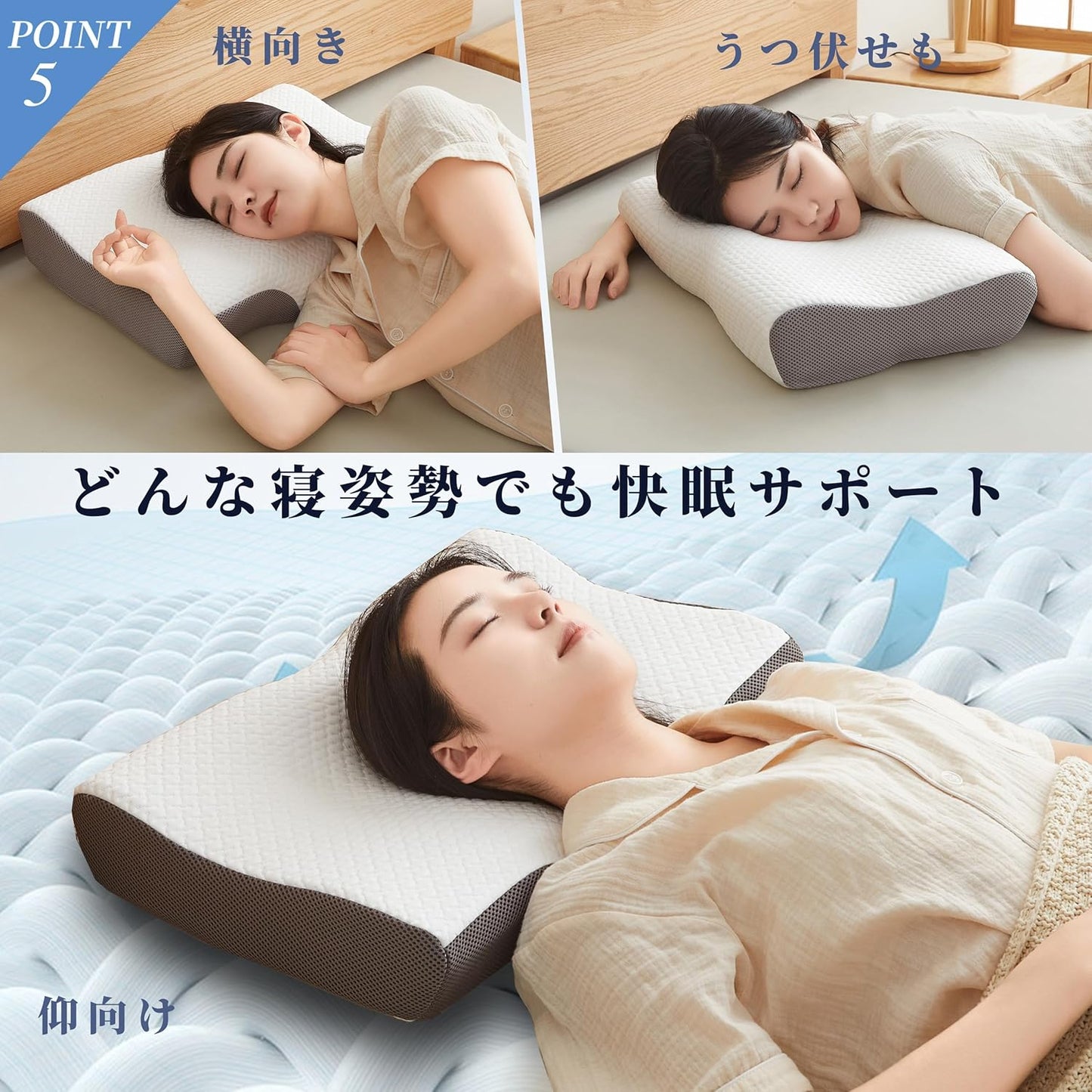 DreamCat's Pillow, Memory Foam Pillow, Made in Japan, Neck Painless, Adjustable Height, Backward, Horizontal, Concave Hollow Design, Stable Head, Straight Neck Pillow, Comfortable Sleep, Neck and