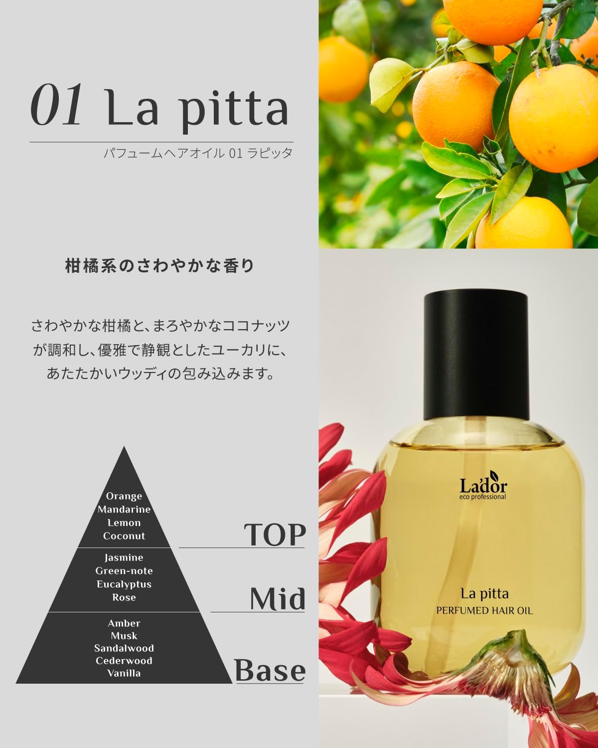 LADOR Rapita Perfume Hair Oil, 1.0 fl oz (30 ml), Korean Cosmetics, Non-Rinsing Treatment, Hair Care, Damage Care, Hair Essence, Glossy Hair, Perfume