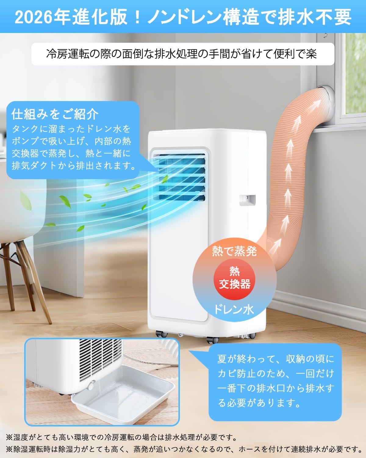 JYWINA Spot Cooler, Home Use, Mobile Air Conditioner, 2026 Model, Air Conditioner, 2.35 kW, Dehumidification, 35 L/ Day, Spot Air Conditioner, No Construction Required, Quiet, Non-Dry, Cooling