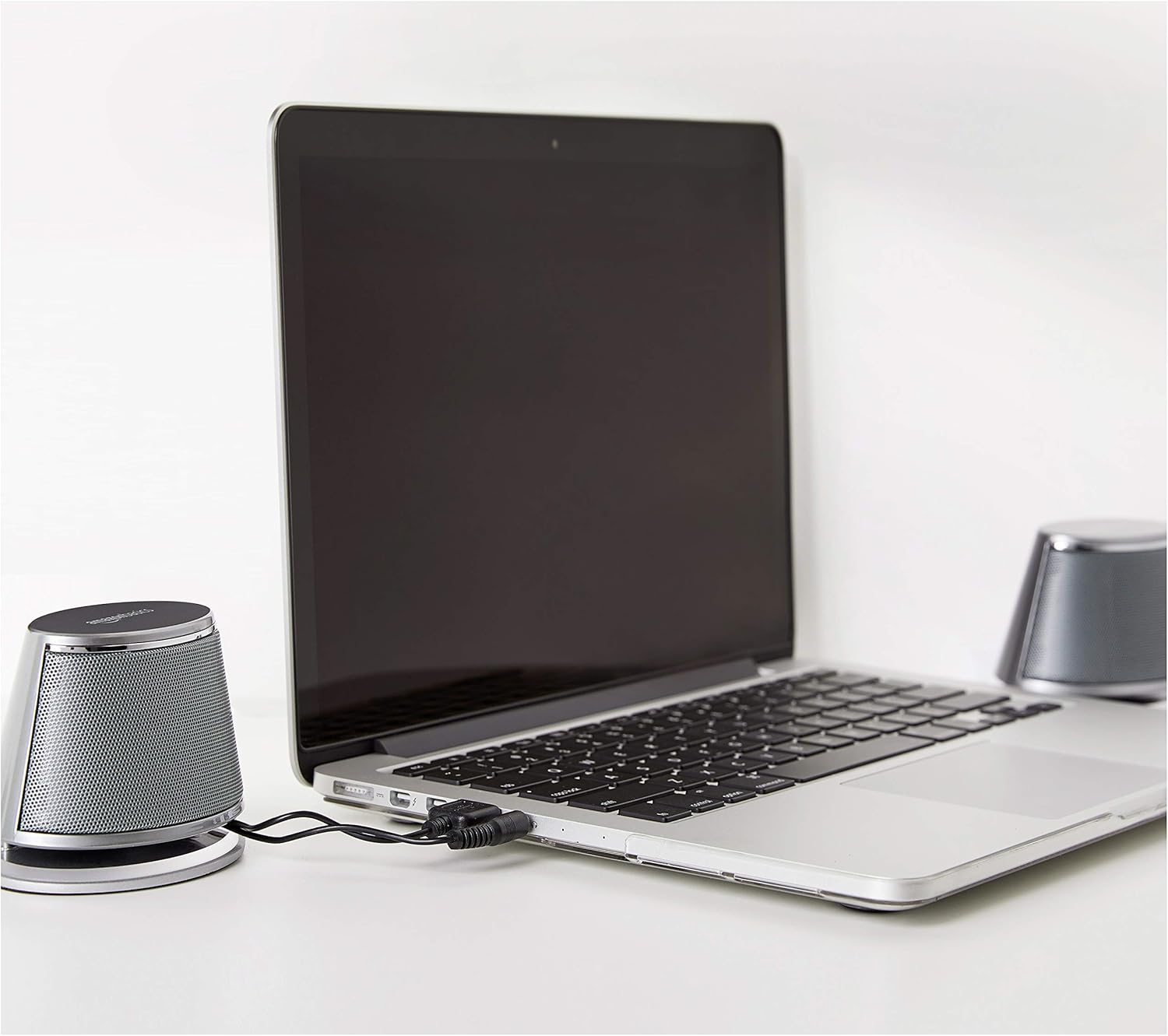 Basics Dynamic Sound Speakers, USB Connection, PC, Computer, Silver, 1 Set