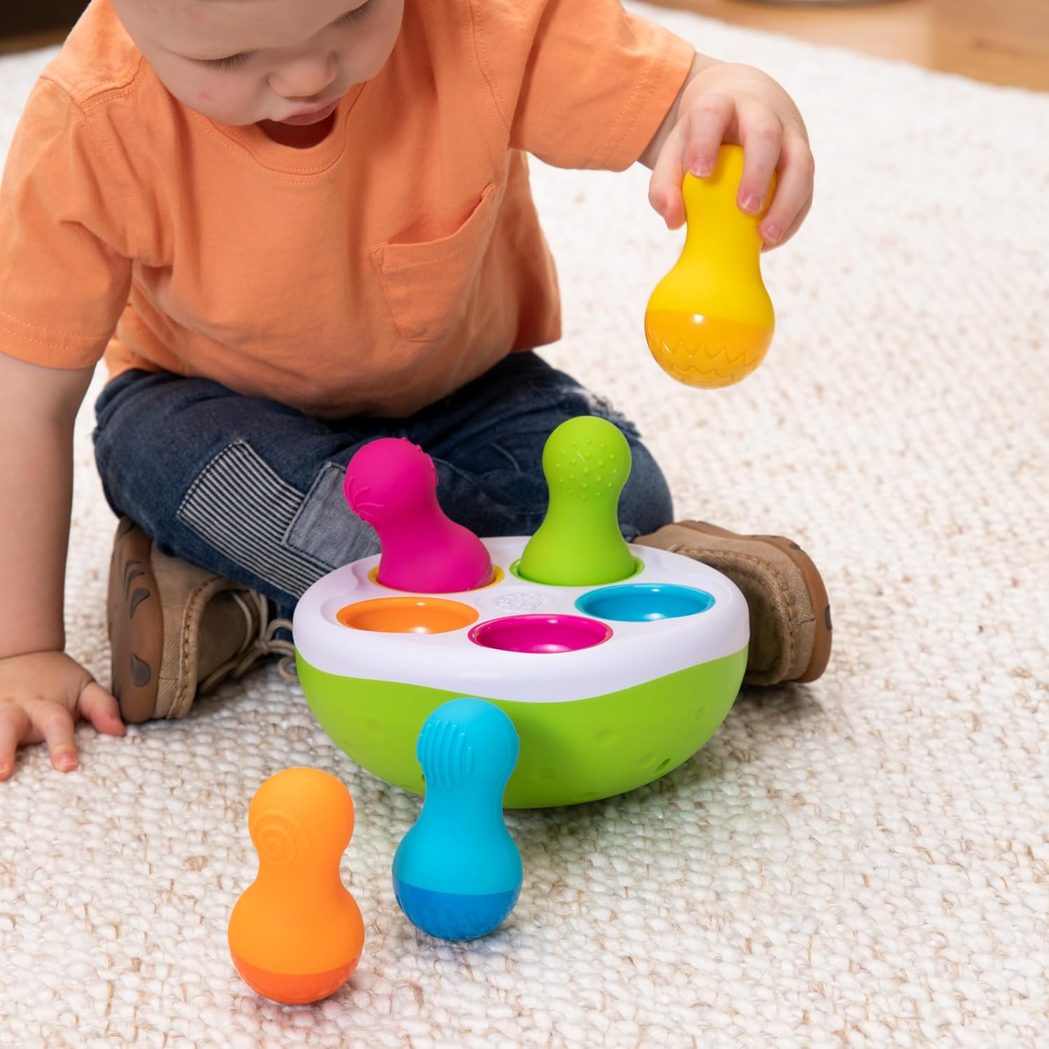 Fat Brain Toys (ファットブレイン) Baby Toy Spinny Pins Wobble Match Colors [Authentic] FA248-1