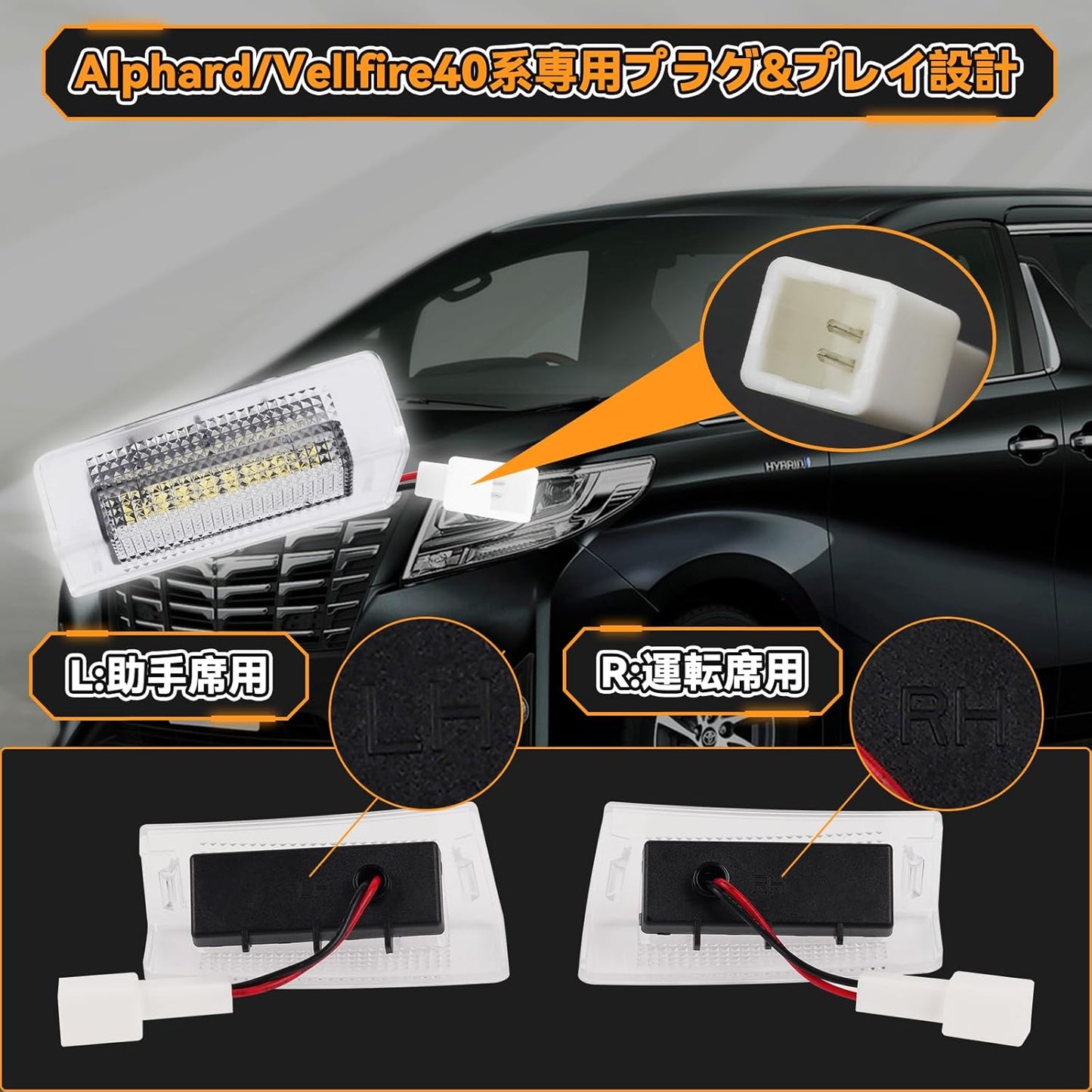 POPMOTORZ Toyota Alphard 40 Series Vellfire 40 Courtesy Lamp, 3 Row LED Sliding Door Spot Lamp, Door Welcome Light, 2nd Row for Rear Sliding Doors, Original Replacement, Coupler ON Design, Easy