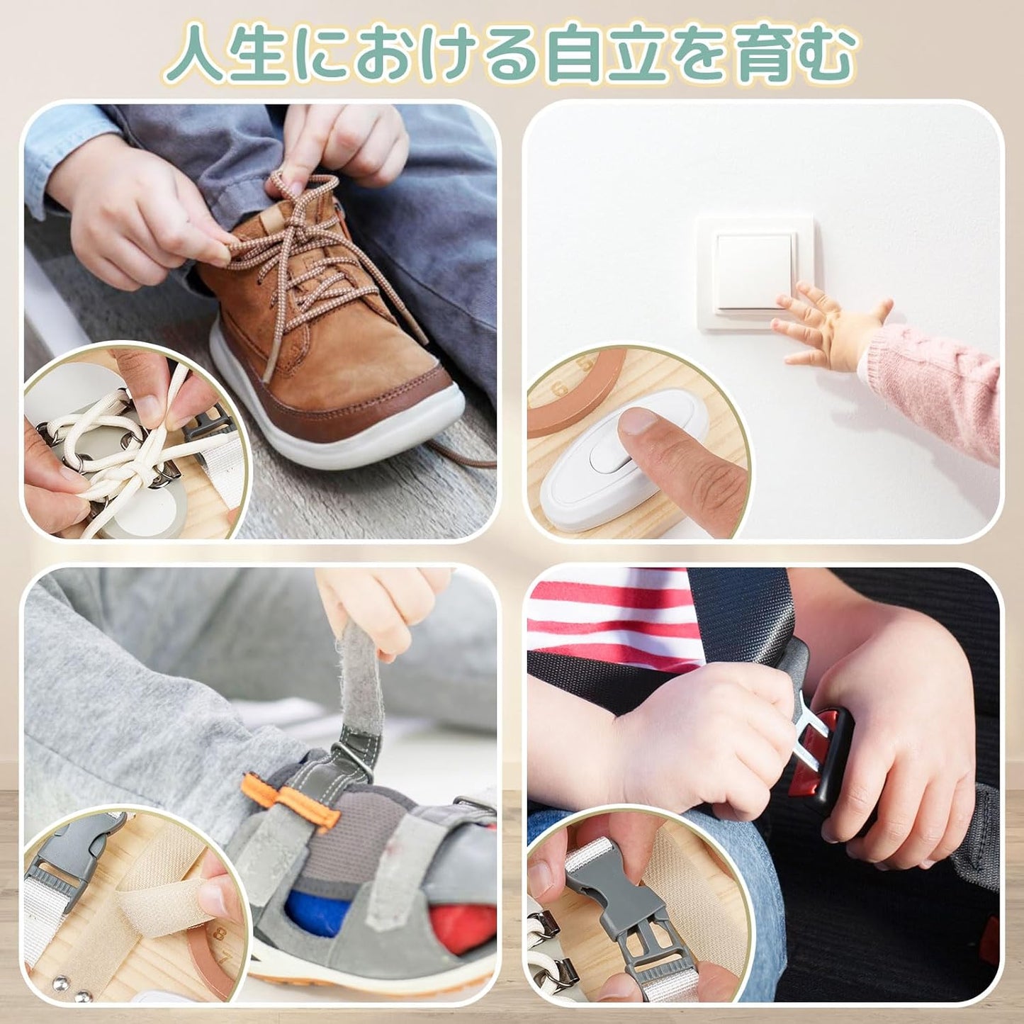 Joyreal Montessori Busy Board - Educational Toy for 1 2 3 Year Olds Birthday Gift Toys for Girls Boys Children Wooden Toy Fingertip Education Early Development