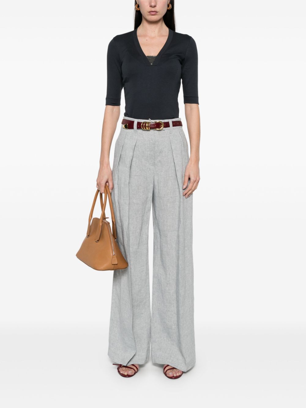 Brunello Cucinelli Cotton V Neck Top - Image 5