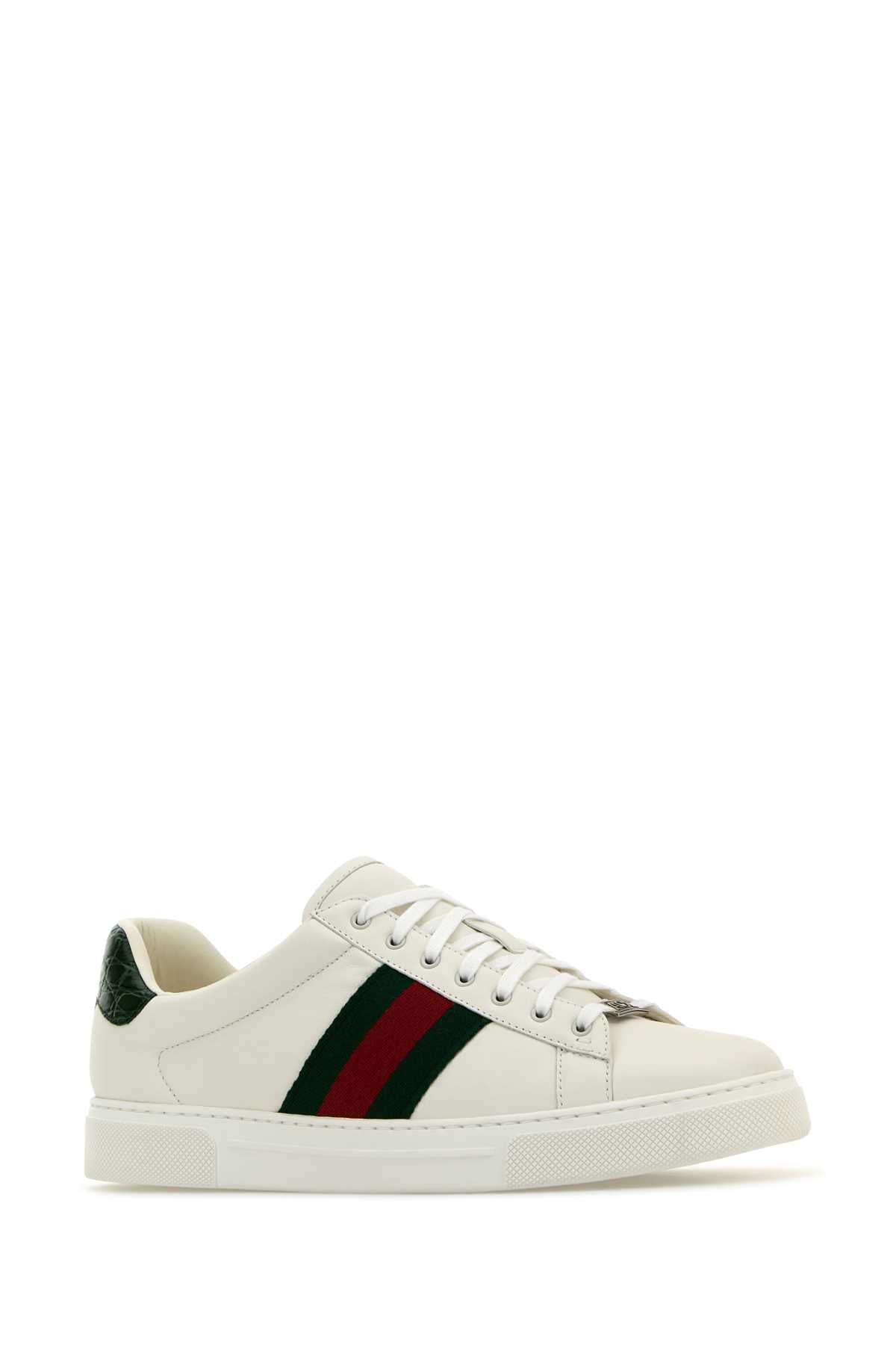 Gucci グッチ ホワイト レザー エース スニーカー - Image 5