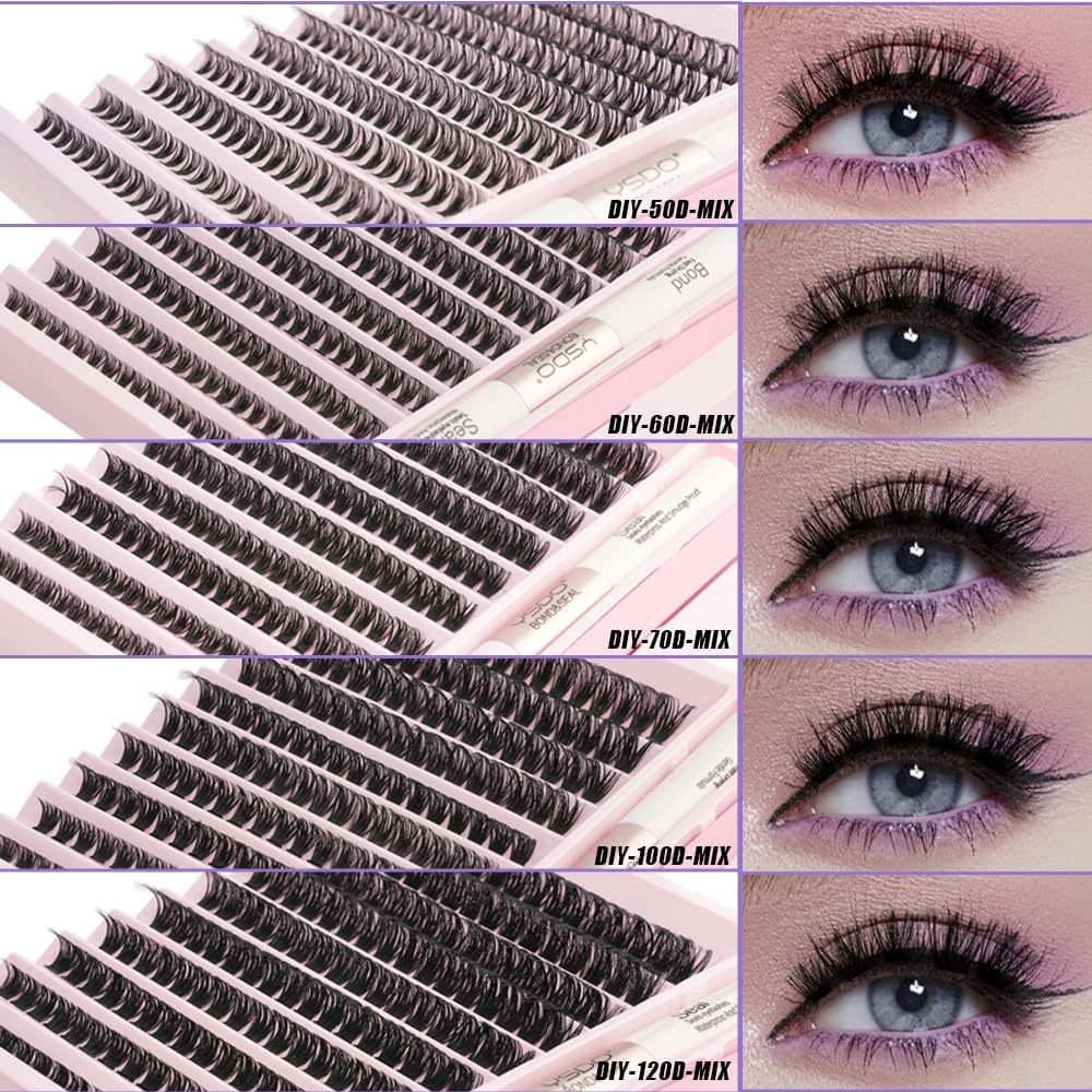 False Eyelashes, Partial False Eyelashes, Bulk Feel, Natural, Large Capacity, Handmade, For Stage Use, Daily Makeup (DIY-50D-MIX)