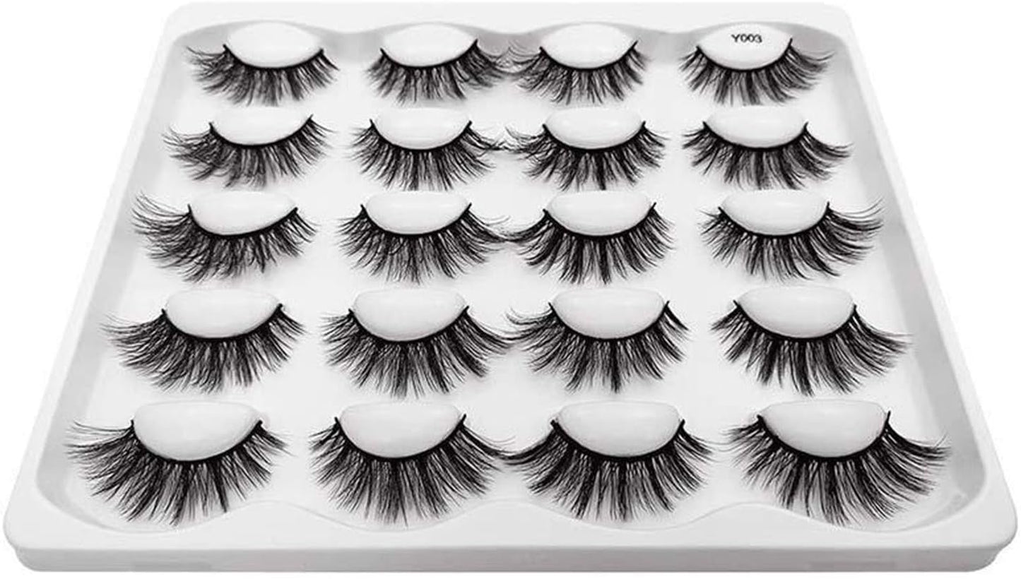 LUCHUAN 10 Pairs False Eyelashes Natural Look Natural Look Natural False Eyelashes Mink False Eyelashes A Glamorous Volume Eyelash Fluffy Long Eyelashes 3D Reusable Black (Y006)