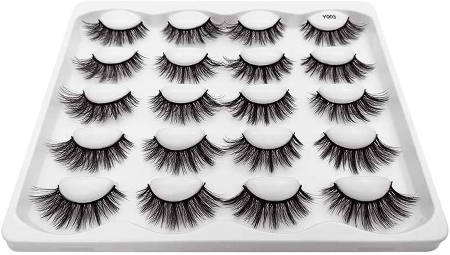 LUCHUAN 10 Pairs False Eyelashes Natural Look Natural Look Natural False Eyelashes Mink False Eyelashes A Glamorous Volume Eyelash Fluffy Long Eyelashes 3D Reusable Black (Y006)