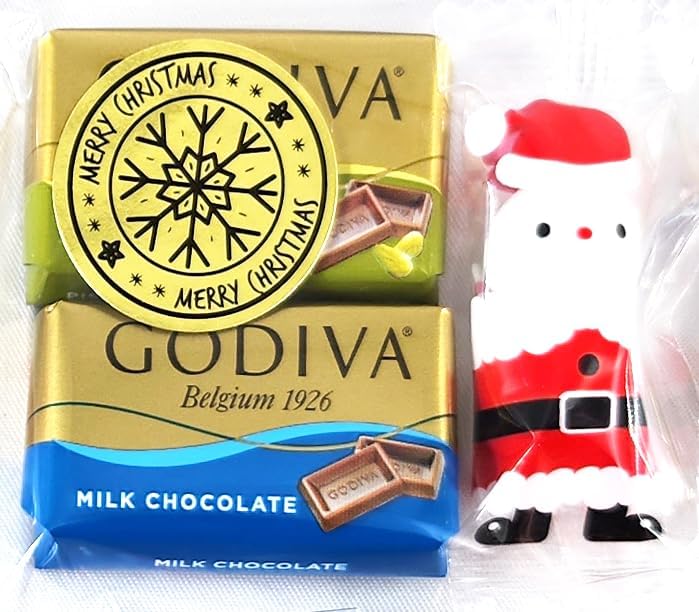 OKURUX Christmas Candy Assortment, Santa Chocolate Balls, Godiva, Napolitan Chocolate, CHILLOUT Pack, Petite Gift, Santa Chocolate Balls, Individually Wrapped, Gold Stickers, Christmas Gift, Christmas