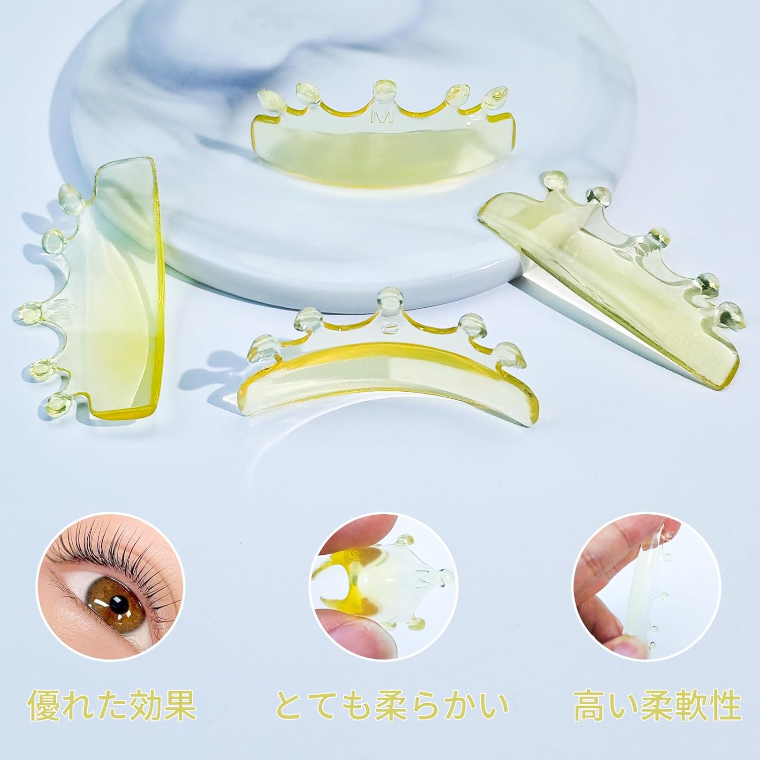 Libeauty Professional Rash Lift Guard Self-Adhesive Rash Lift Pads No Glue Reusable Silicone Private Logo Rash Lift Poles,4pcs/2 Size Cute Crown Shape DIY Eyelash Perma Rod