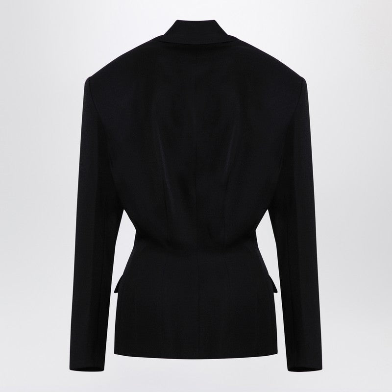 The エポレット付きのAttico Black Woolシングル胸部ジャケット - Image 5