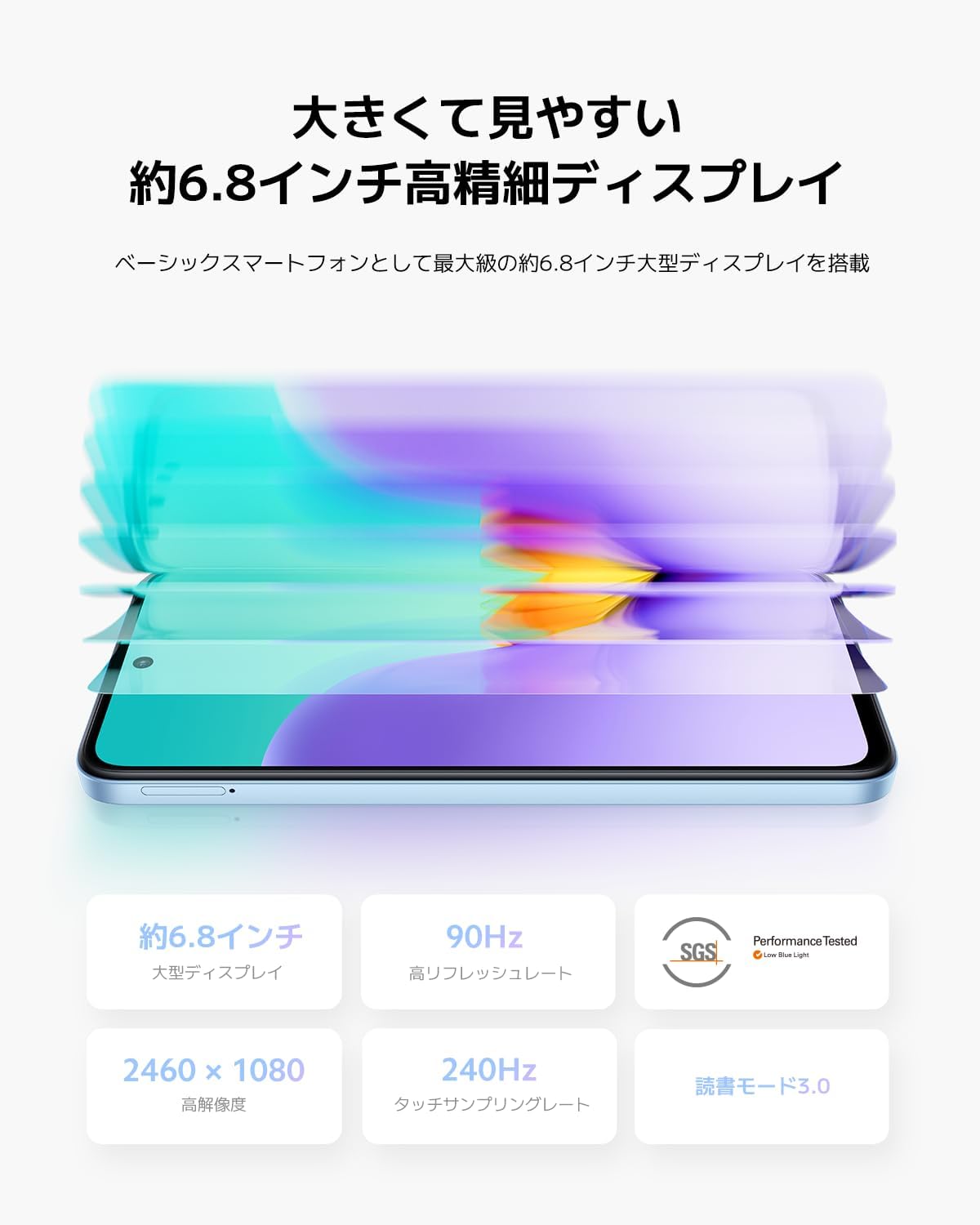 Xiaomi Sim-Free Smartphone, Redmi 12, 5G, 4GB + 128GB, 6.8 inch High Definition Display, Glass Back, Compatible with Docomo/au/SoftBank/Rakuten Mobile Lines, Polar Silver