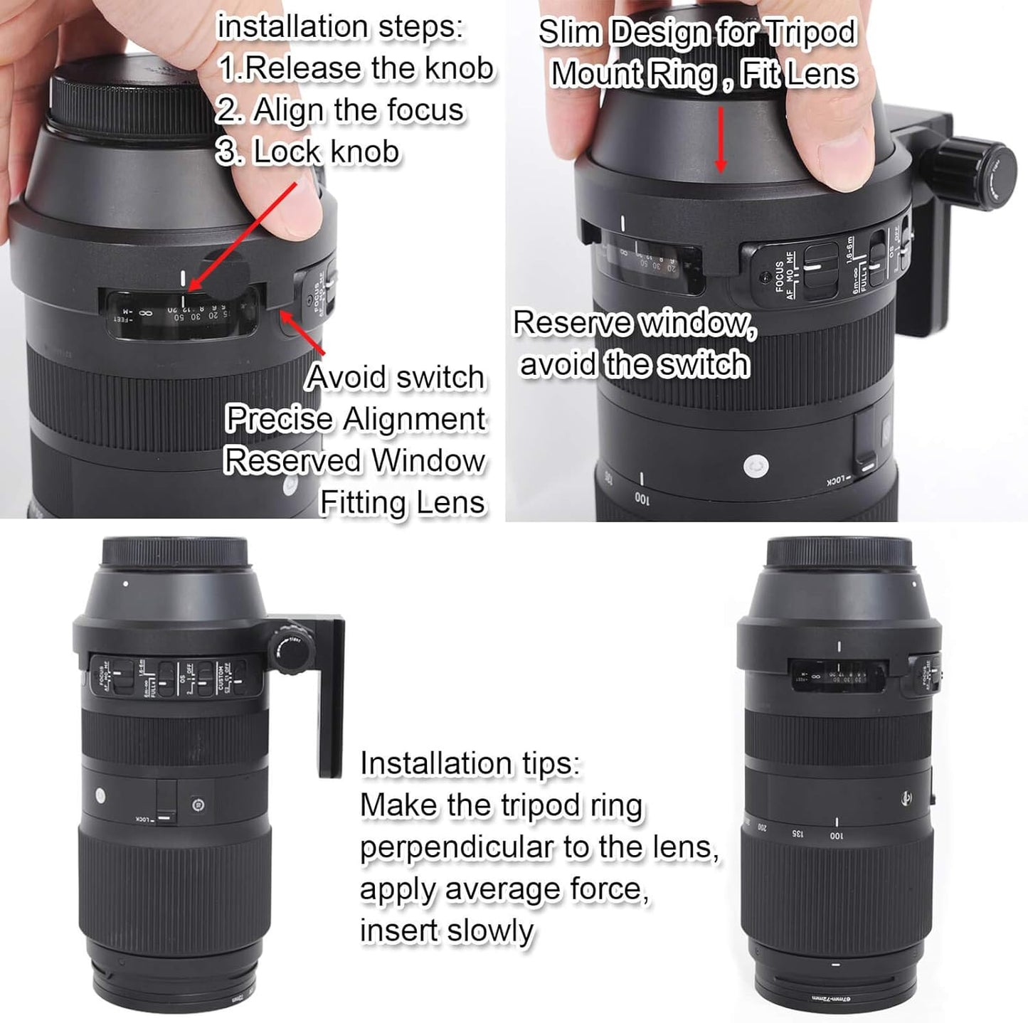 iShoot Ring Tripod Mount Ring, Specifically Designed for Sigma Sigma 100-400mm F5-6.3 DG OS HSM Contemporary Lens of Canon Mount, Bottom Quick Release Plate, Fits ARCA-SWISS Type Head / Ball Head