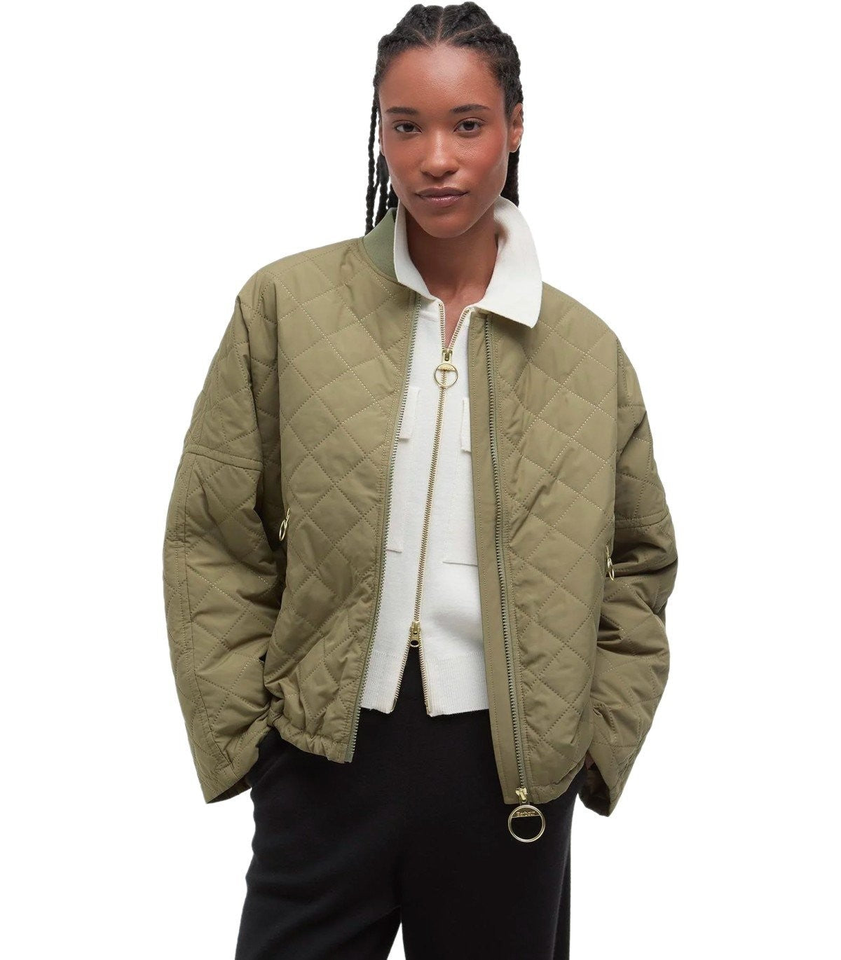 Barbour Emlyn Dusky Green Quilted Bomberジャケット - Image 5