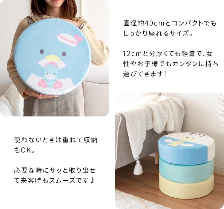 Miyatake Seisakusho CN-S400 CN-S400 Kerokeloppi Living Cushion, Cute, Extra Thick Cushion, Diameter 15.7 x Height 4.7 inches (40 x 12 cm)